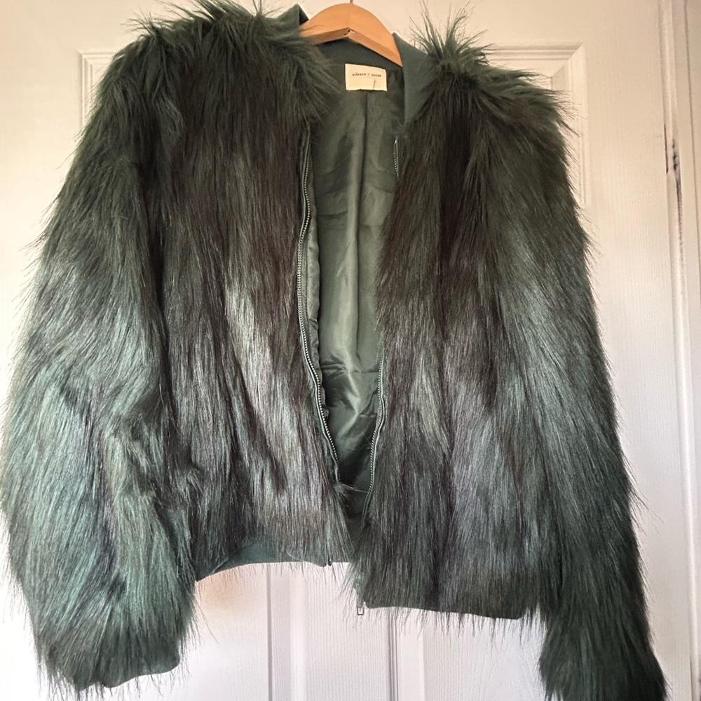 Luxurious Faux Fur Green Jacket - Urban Outfitters